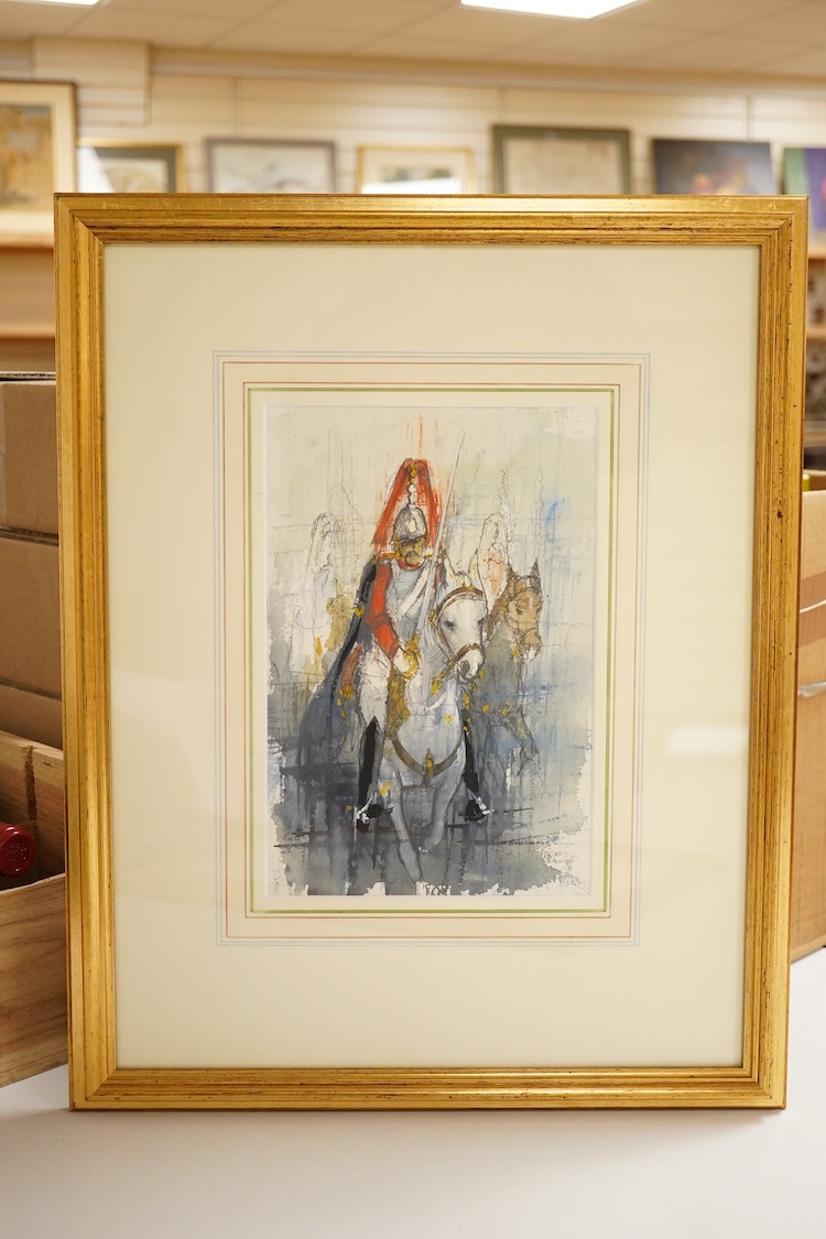 Ben Maile (1922-2017), Horse Guards and a Street Scene, each signed, two watercolours, largest 26 x 17cm